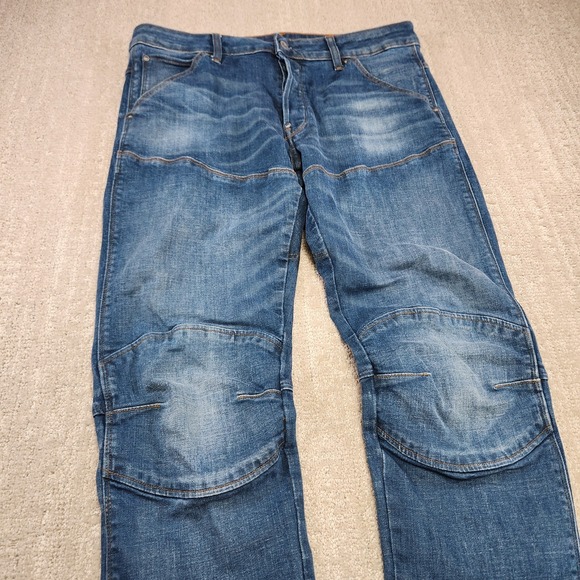 G Star Raw Jeans Men 34x32 5620 3D Slim Fit Double Knee Moto Stretch Denim Blue - Picture 2 of 16
